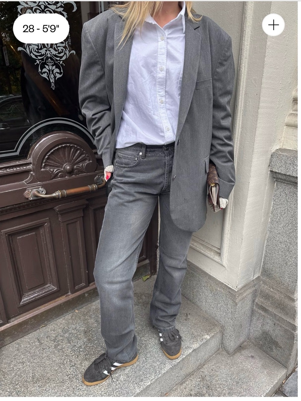 Djerf Avenue Relaxed Jean Gray Tall Straight leg Loose Fit Baggy‎ 25